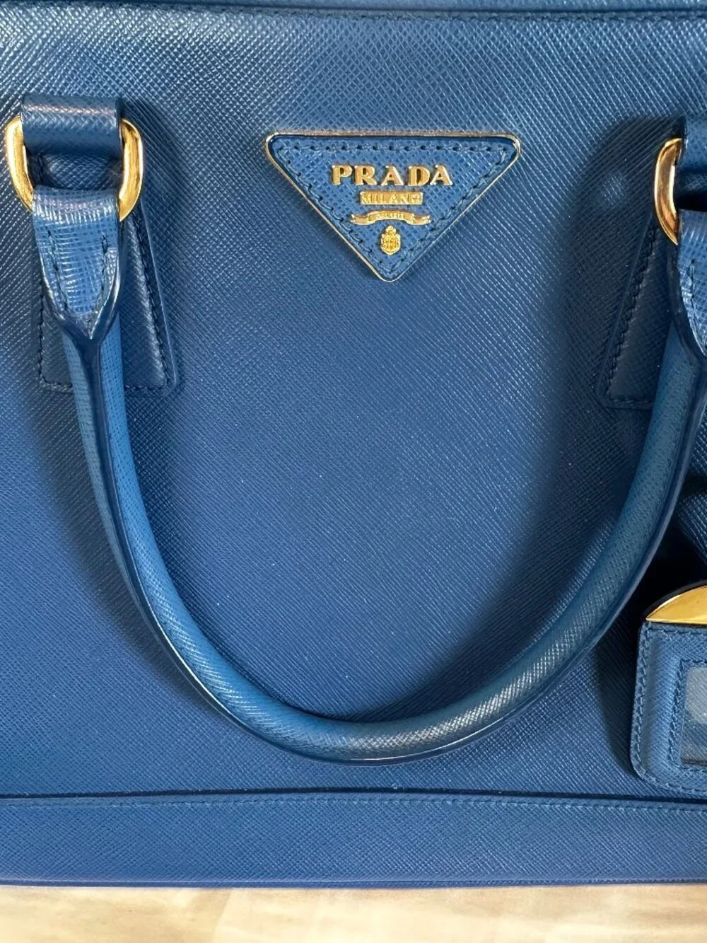 Prada Open Promenade Saffiano leather bag- wear 3 ways- Royal Blue